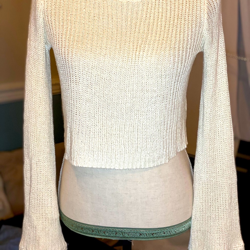 Cream adorable crop sweater, bell sleeves